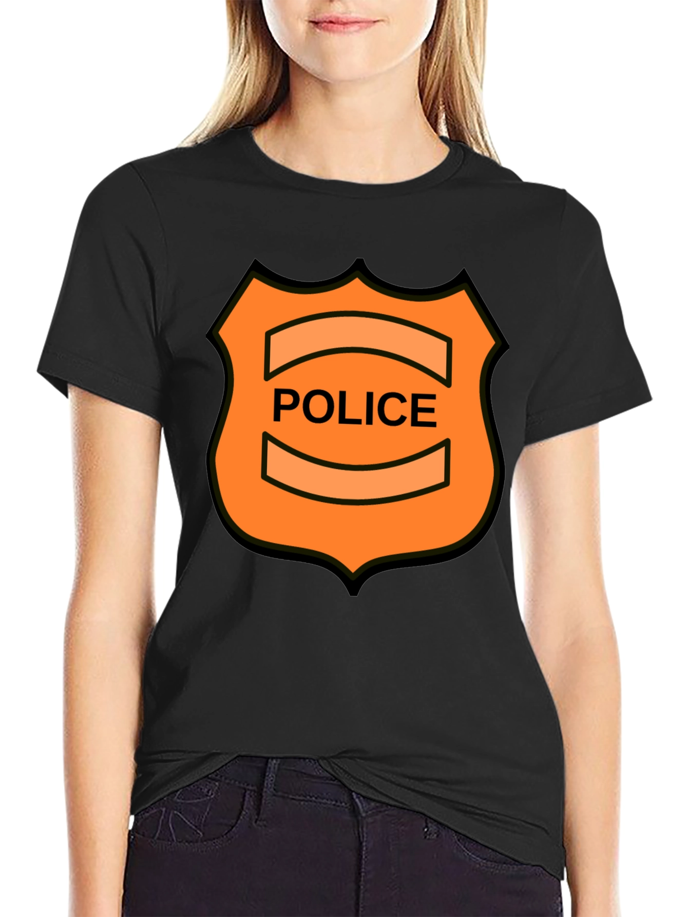 Novelty Police Badge Graphic Tee - Black