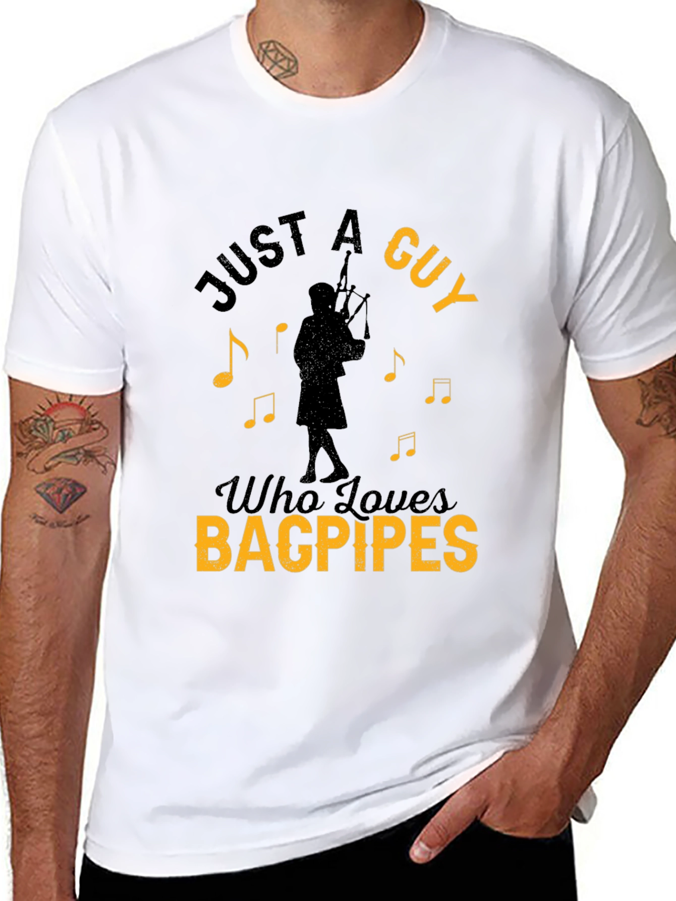 Just A Guy Who Loves Bagpipes Black T-Shirt