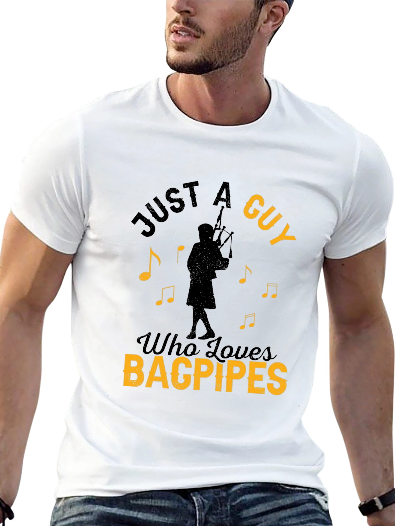 Just A Guy Who Loves Bagpipes Black T-Shirt