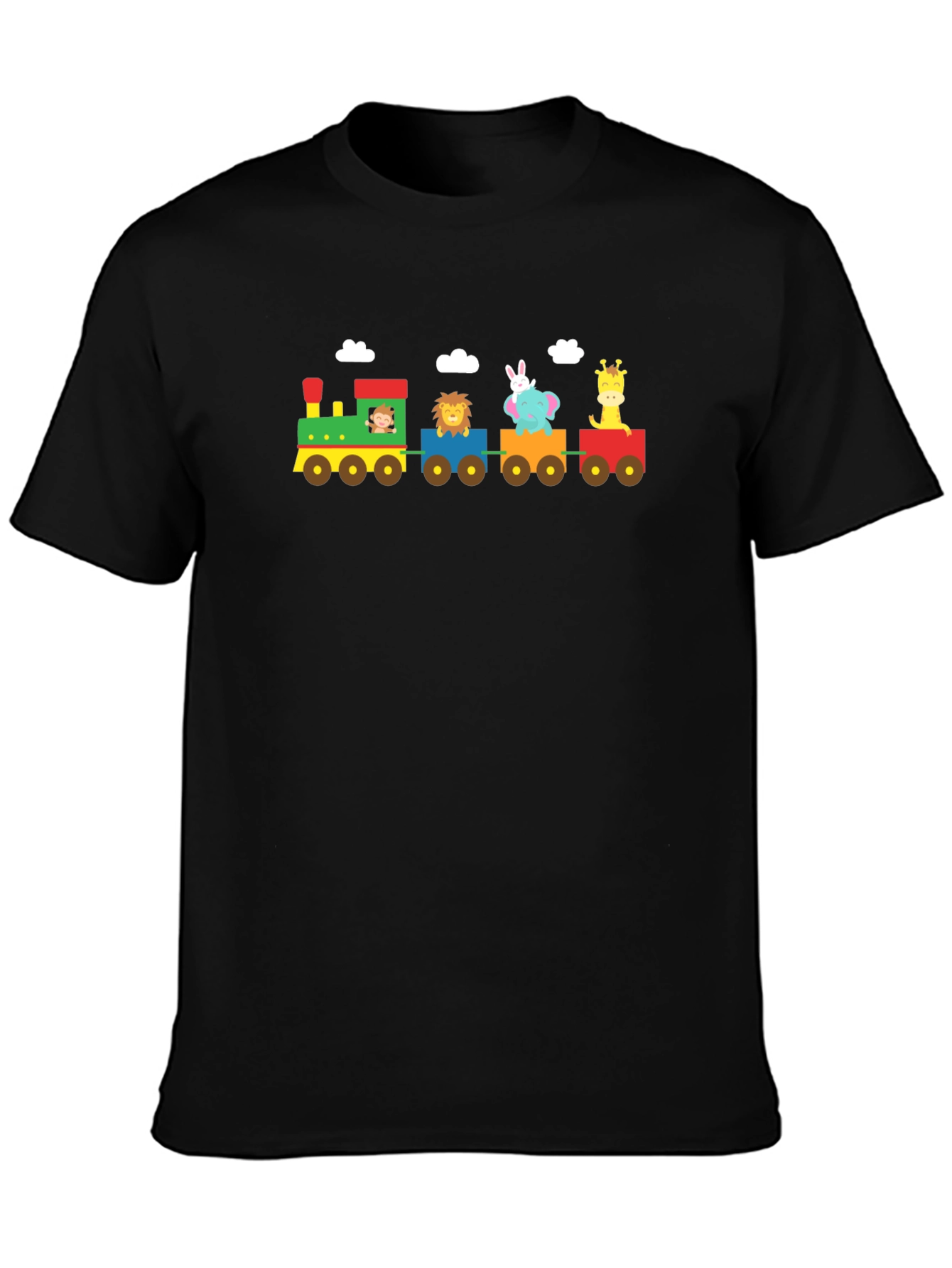 Animal Train Graphic Tee - Whimsical Black T-Shirt