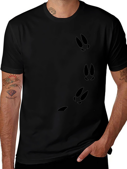 Black Tee with Hare Footprint Design