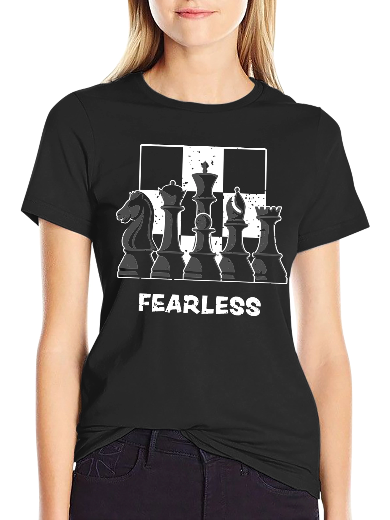 Fearless Chess Piece Graphic Tee - Black