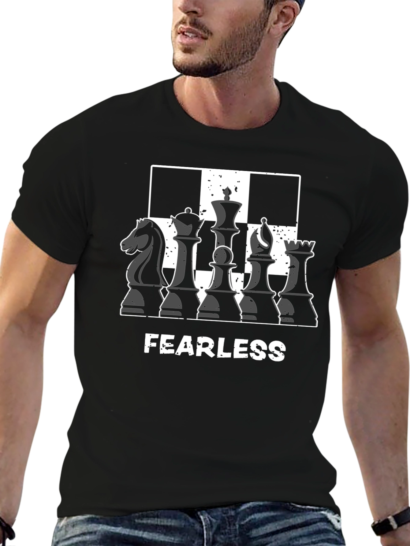 Fearless Chess Piece Graphic Tee - Black