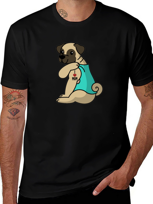 I Heart Mom Tattoo Pug T-Shirt