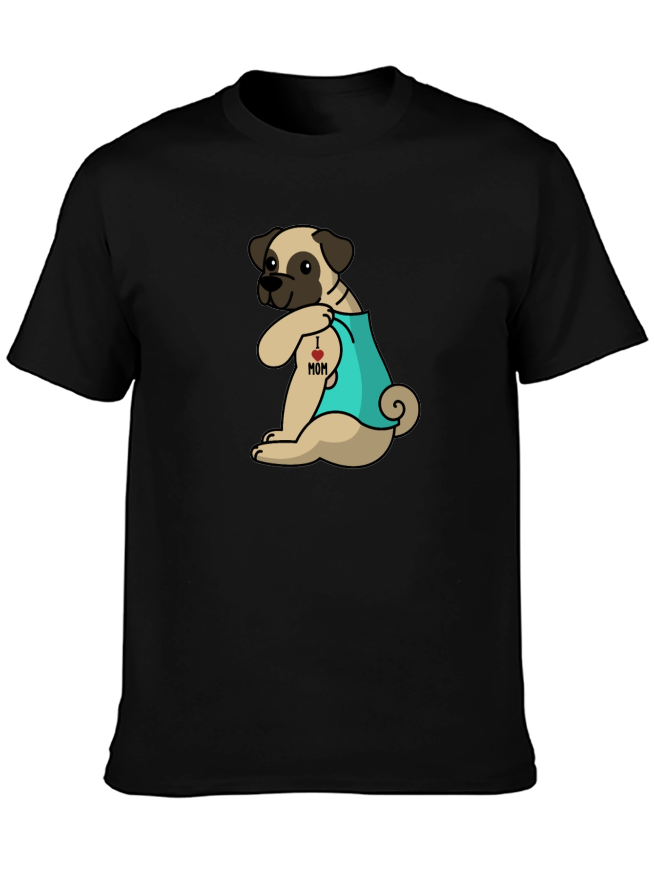 I Heart Mom Tattoo Pug T-Shirt