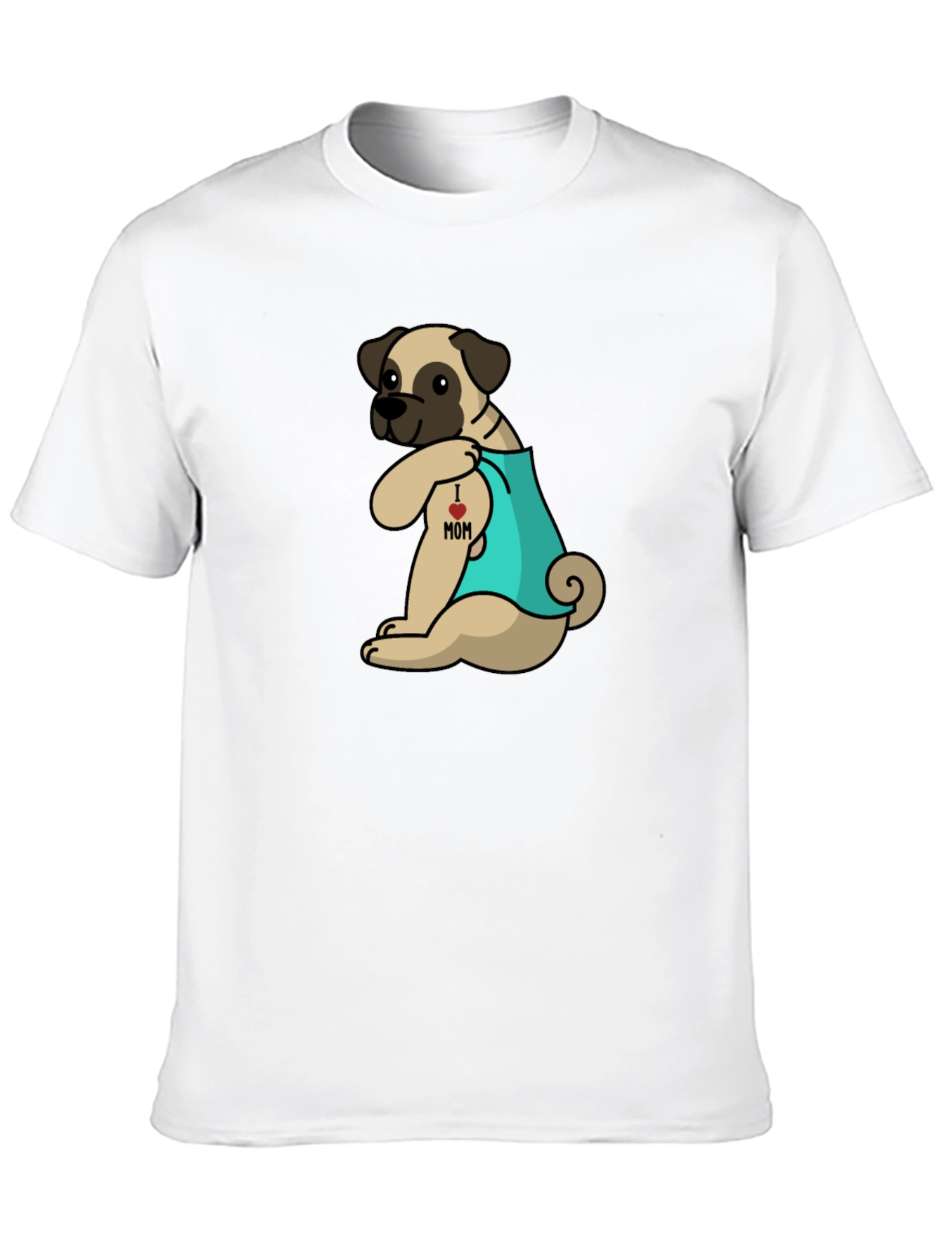 I Heart Mom Tattoo Pug T-Shirt