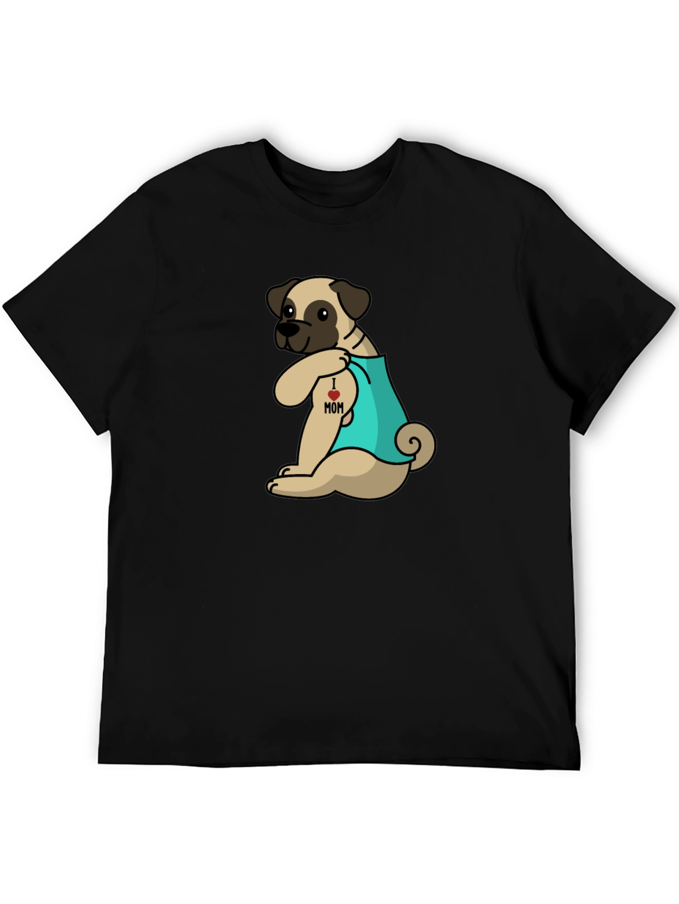 I Heart Mom Tattoo Pug T-Shirt