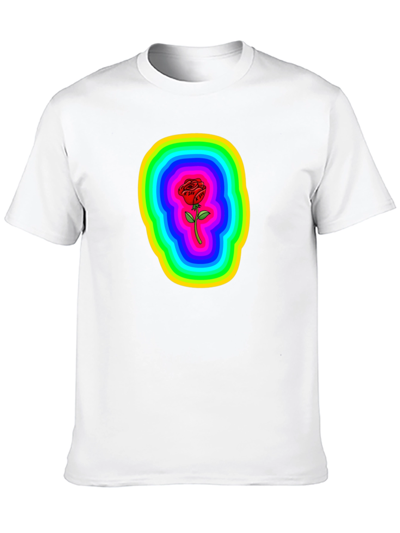 Rainbow Rose Graphic Black T-Shirt