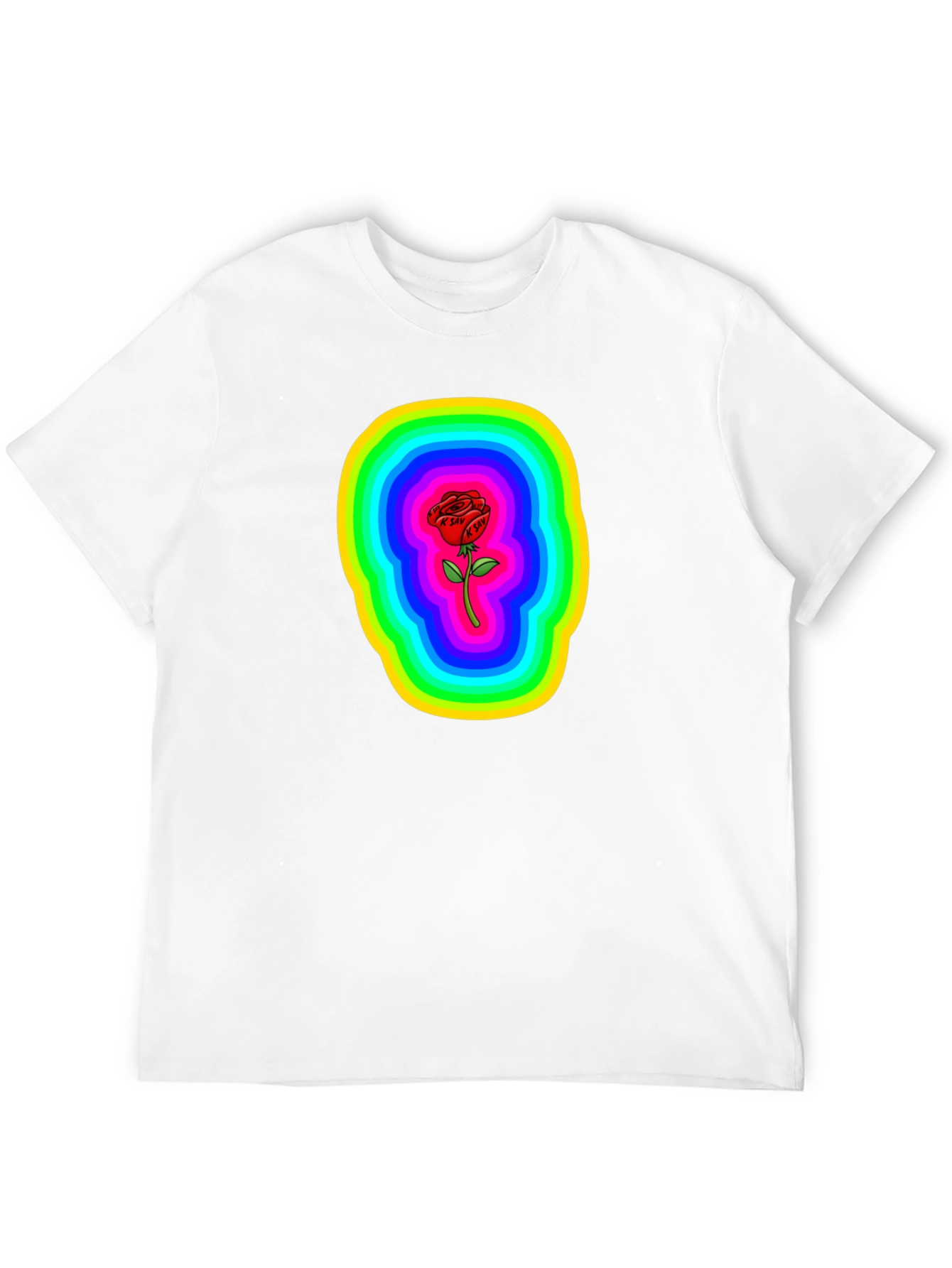 Rainbow Rose Graphic Black T-Shirt