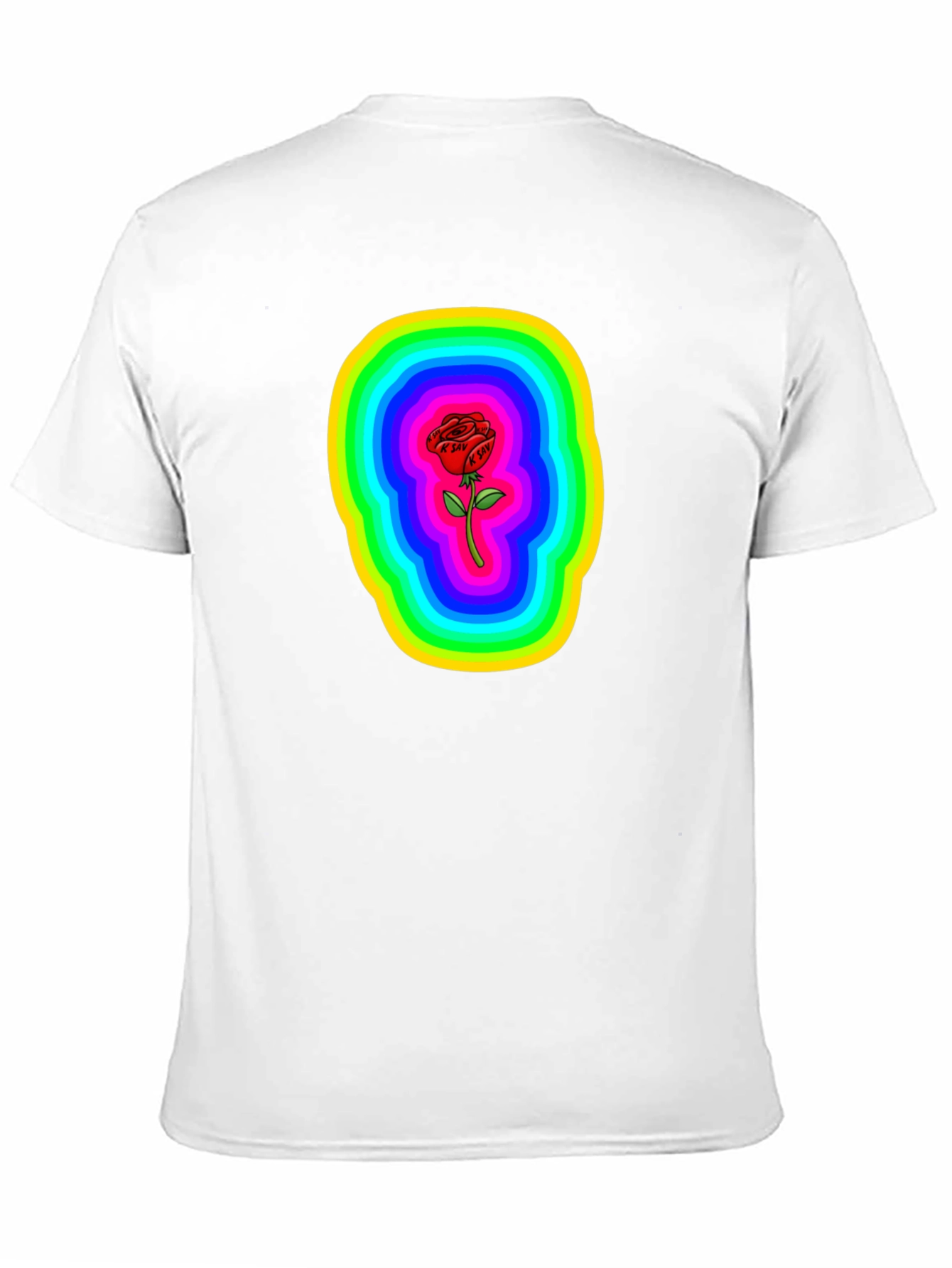 Rainbow Rose Graphic Black T-Shirt
