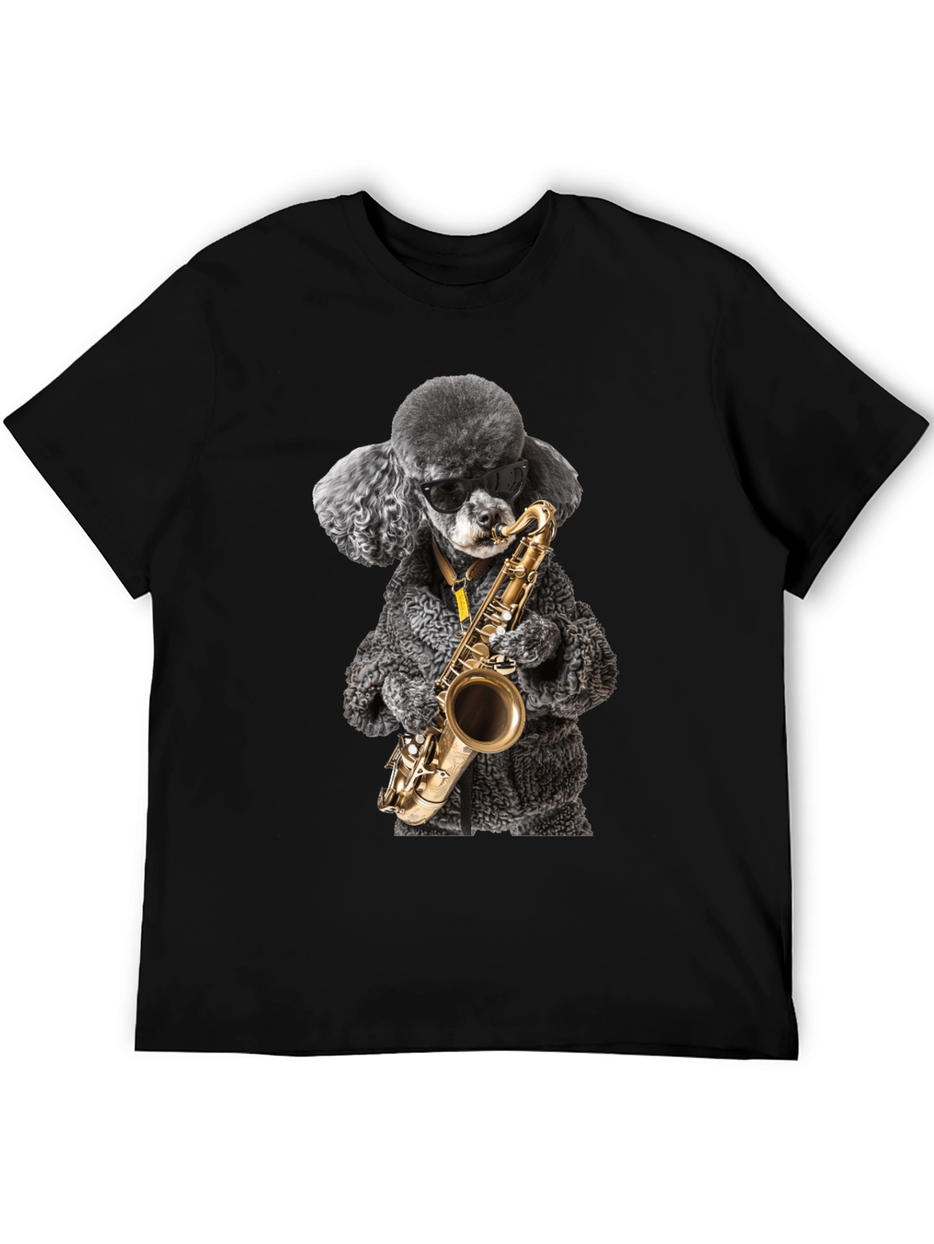 Cool Poodle Sax Player Graphic Tee