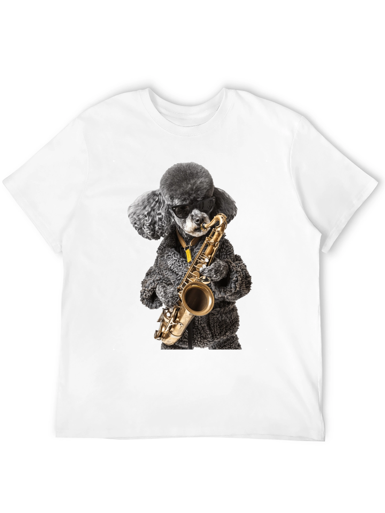 Cool Poodle Sax Player Graphic Tee