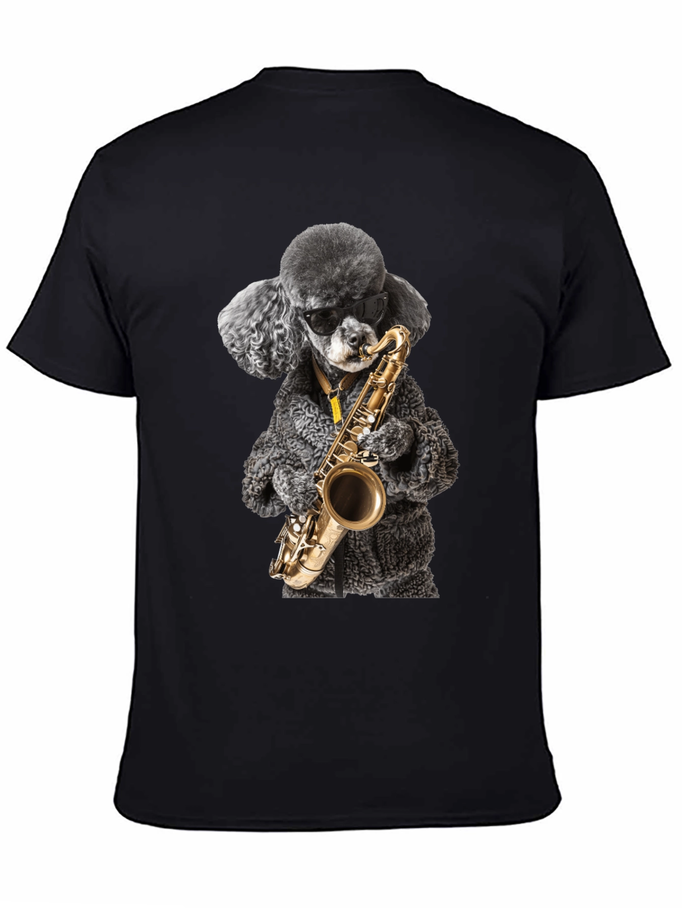 Cool Poodle Sax Player Graphic Tee