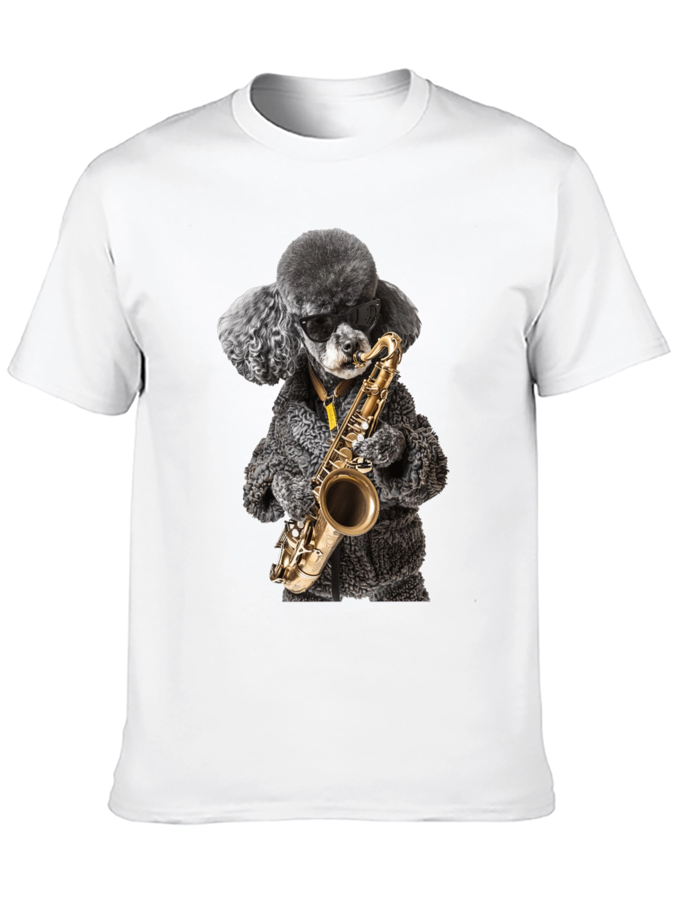 Cool Poodle Sax Player Graphic Tee
