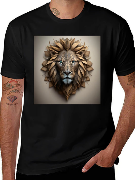 Lion Head Graphic Tee - Black Cotton Blend