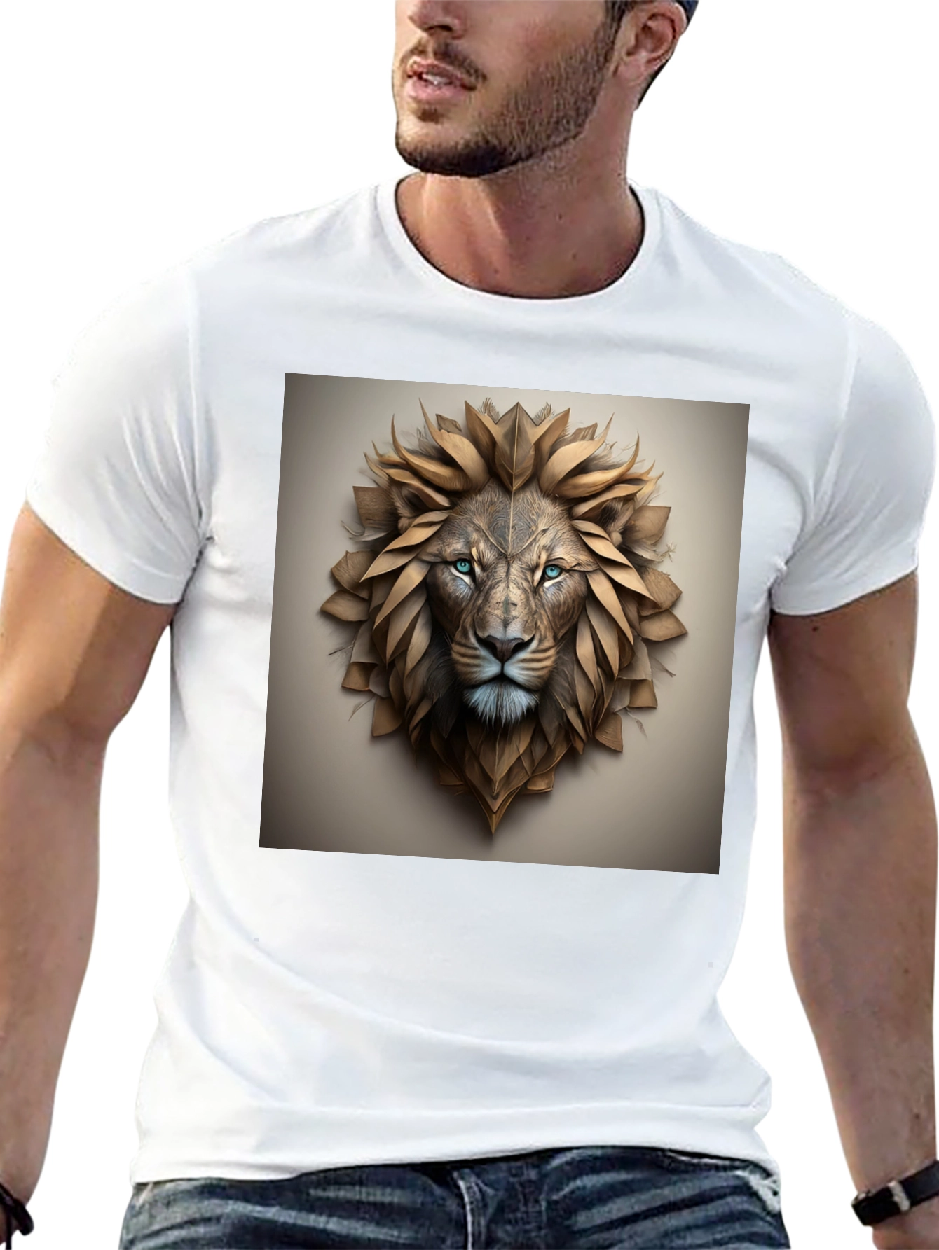 Lion Head Graphic Tee - Black Cotton Blend
