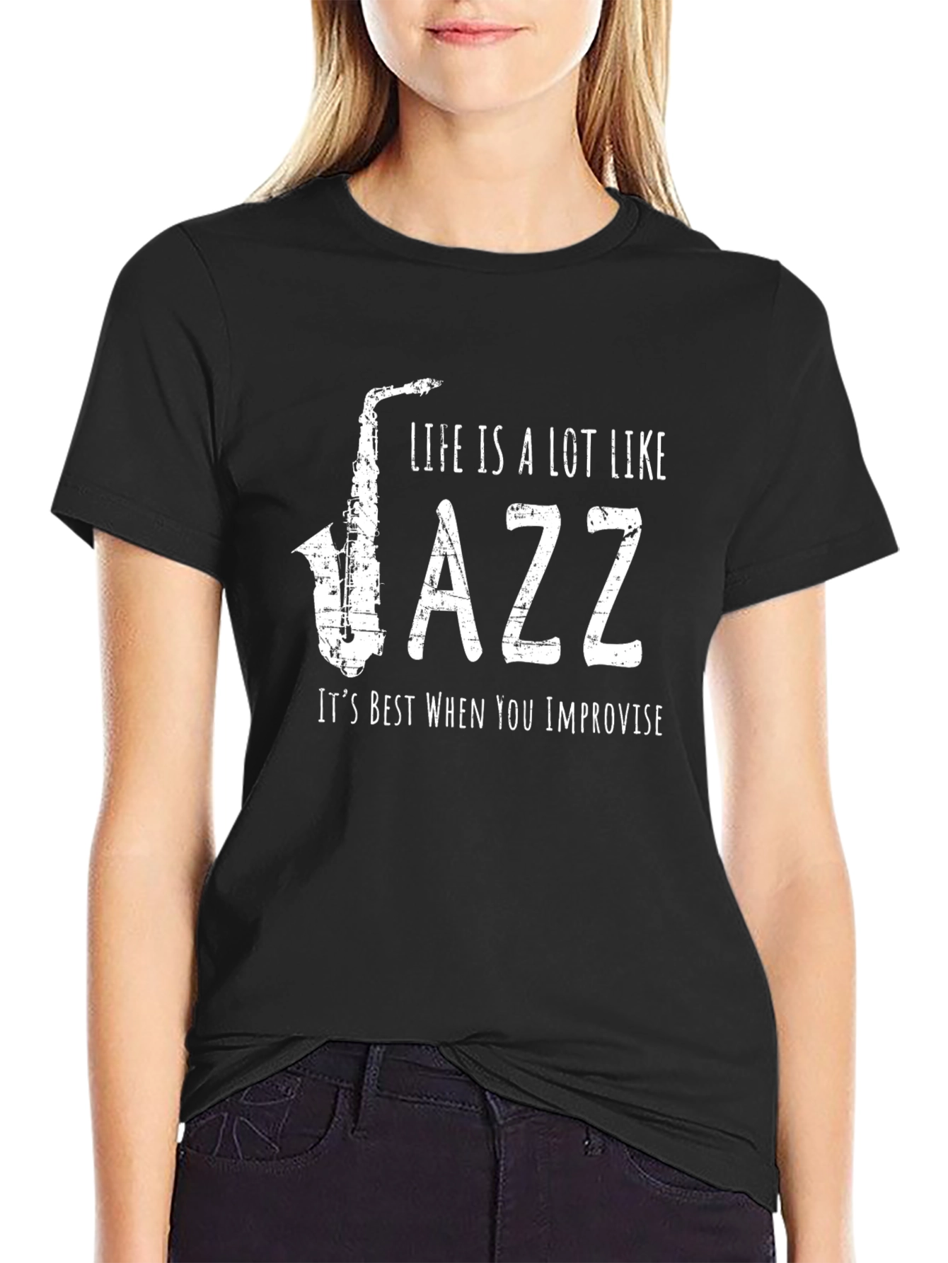Life is Like Jazz Black Graphic Tee