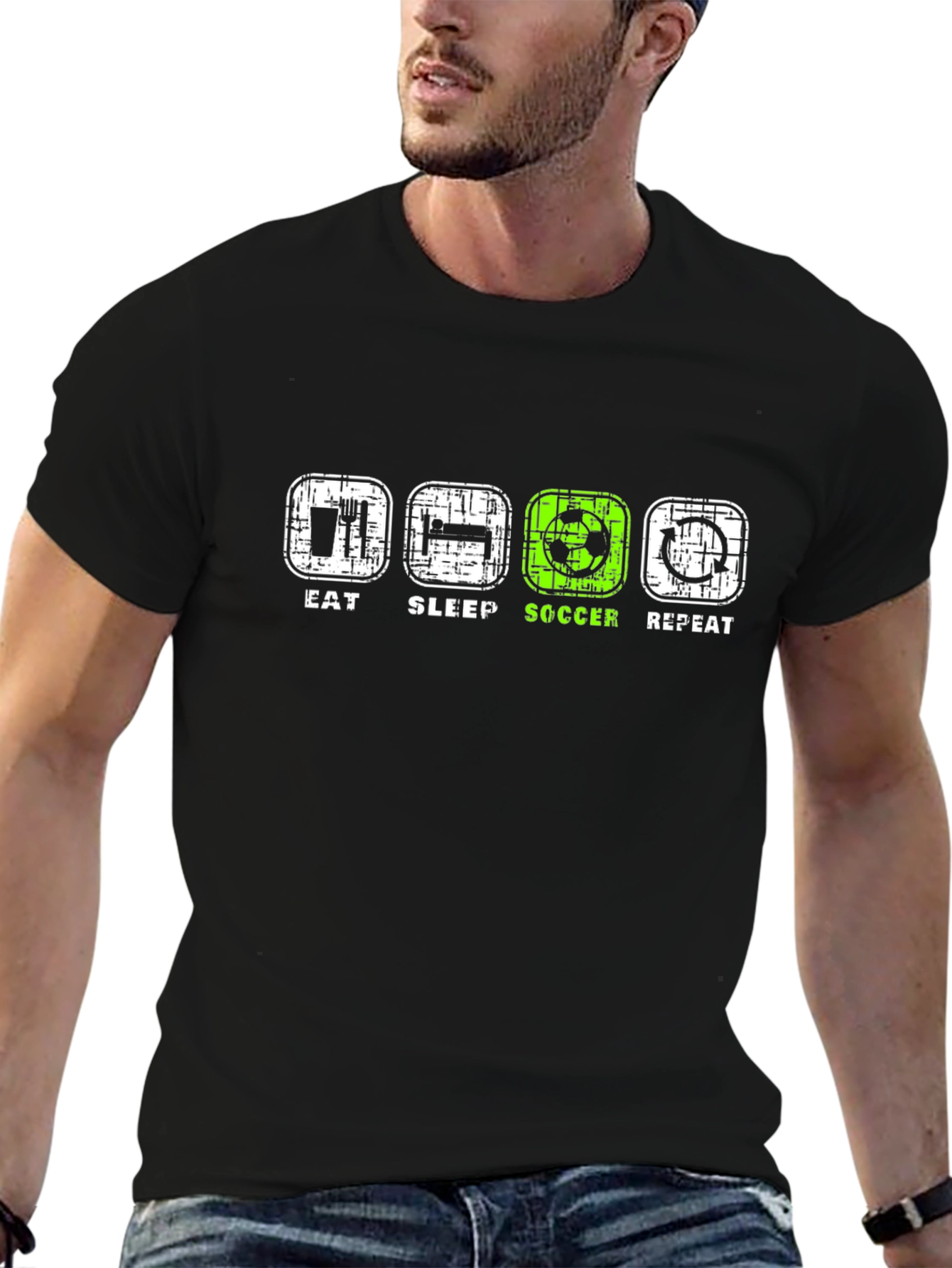Eat Sleep Soccer Repeat Black T-Shirt