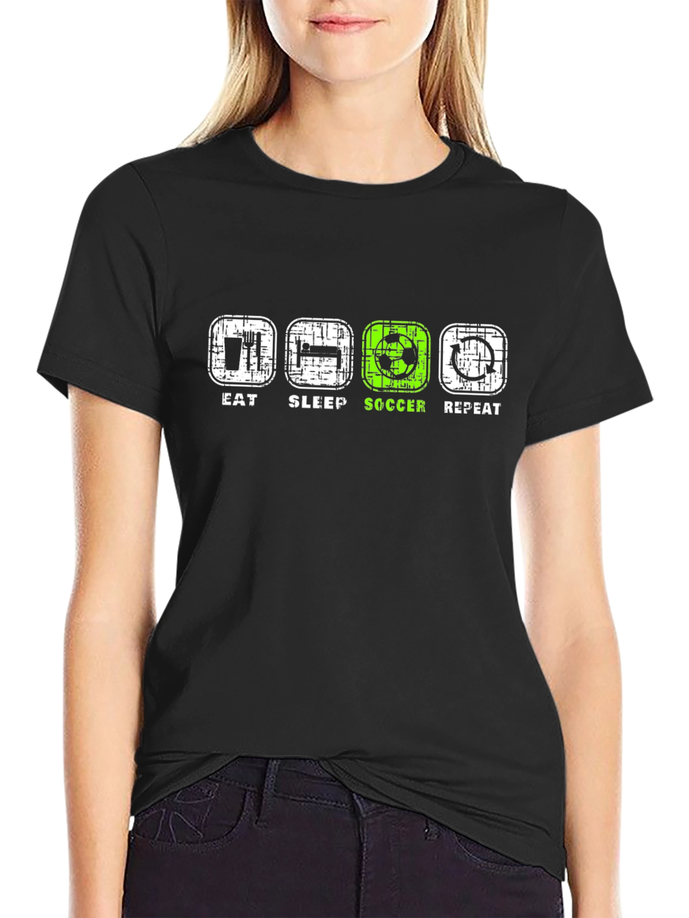 Eat Sleep Soccer Repeat Black T-Shirt