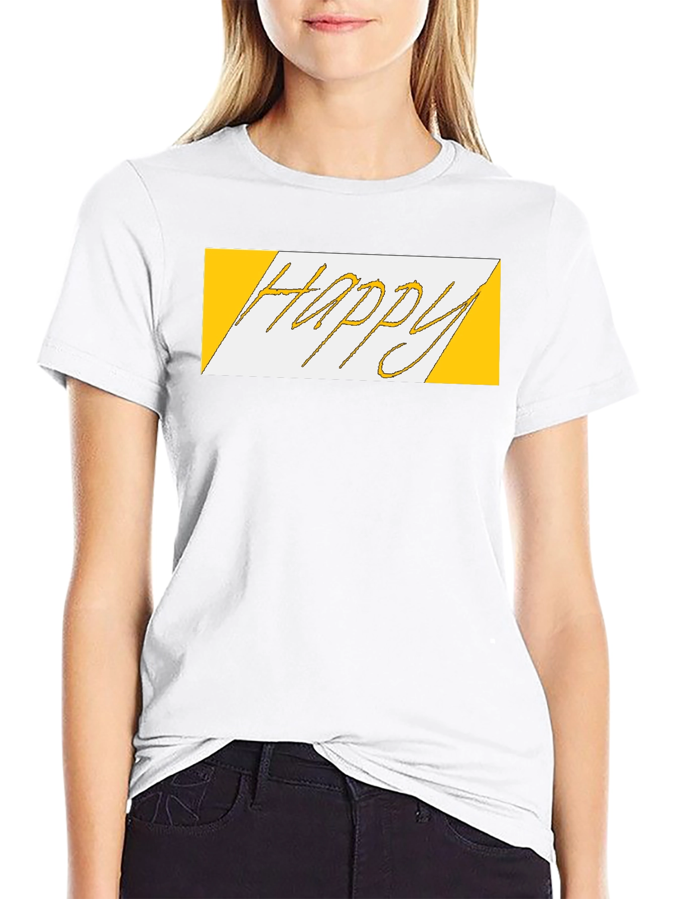 Happy Graphic Print Black T-Shirt