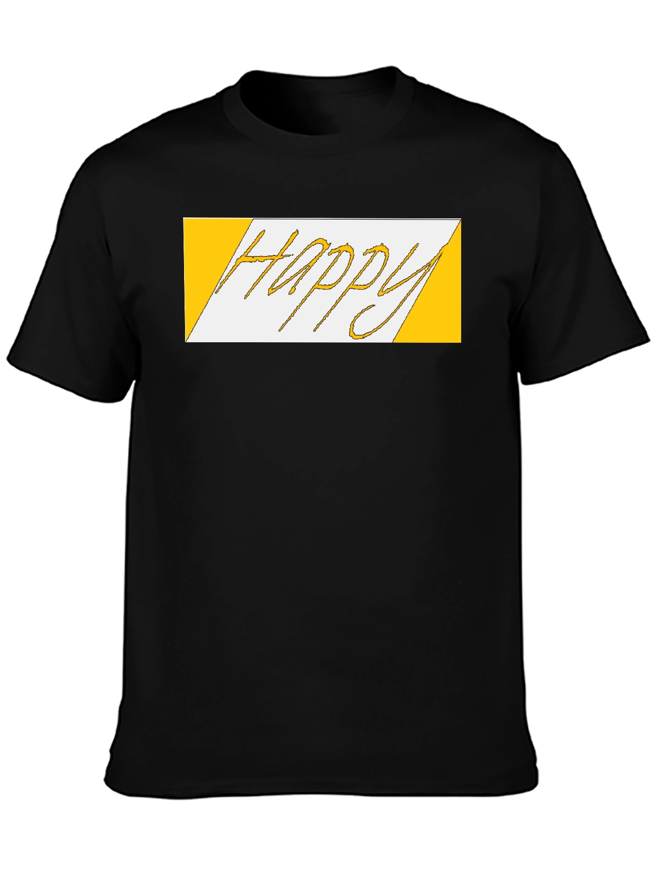 Happy Graphic Print Black T-Shirt