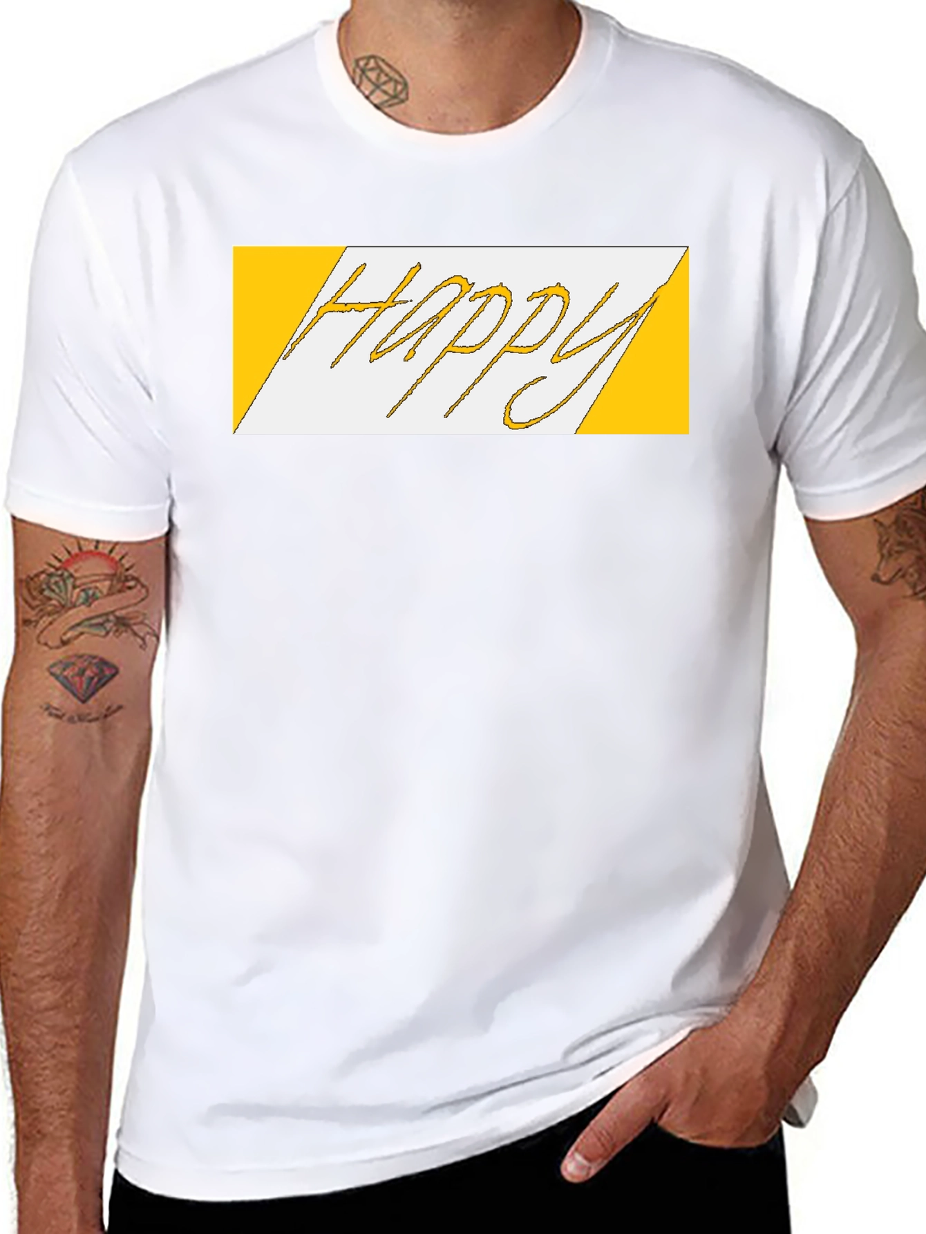Happy Graphic Print Black T-Shirt