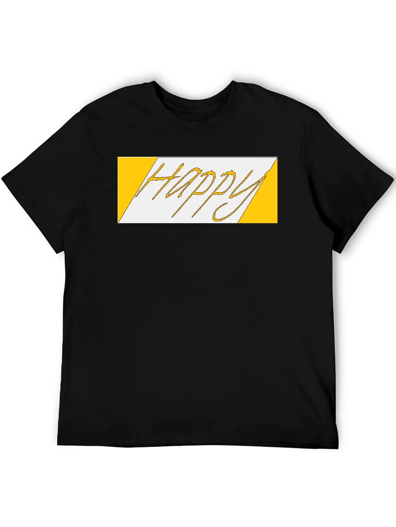 Happy Graphic Print Black T-Shirt
