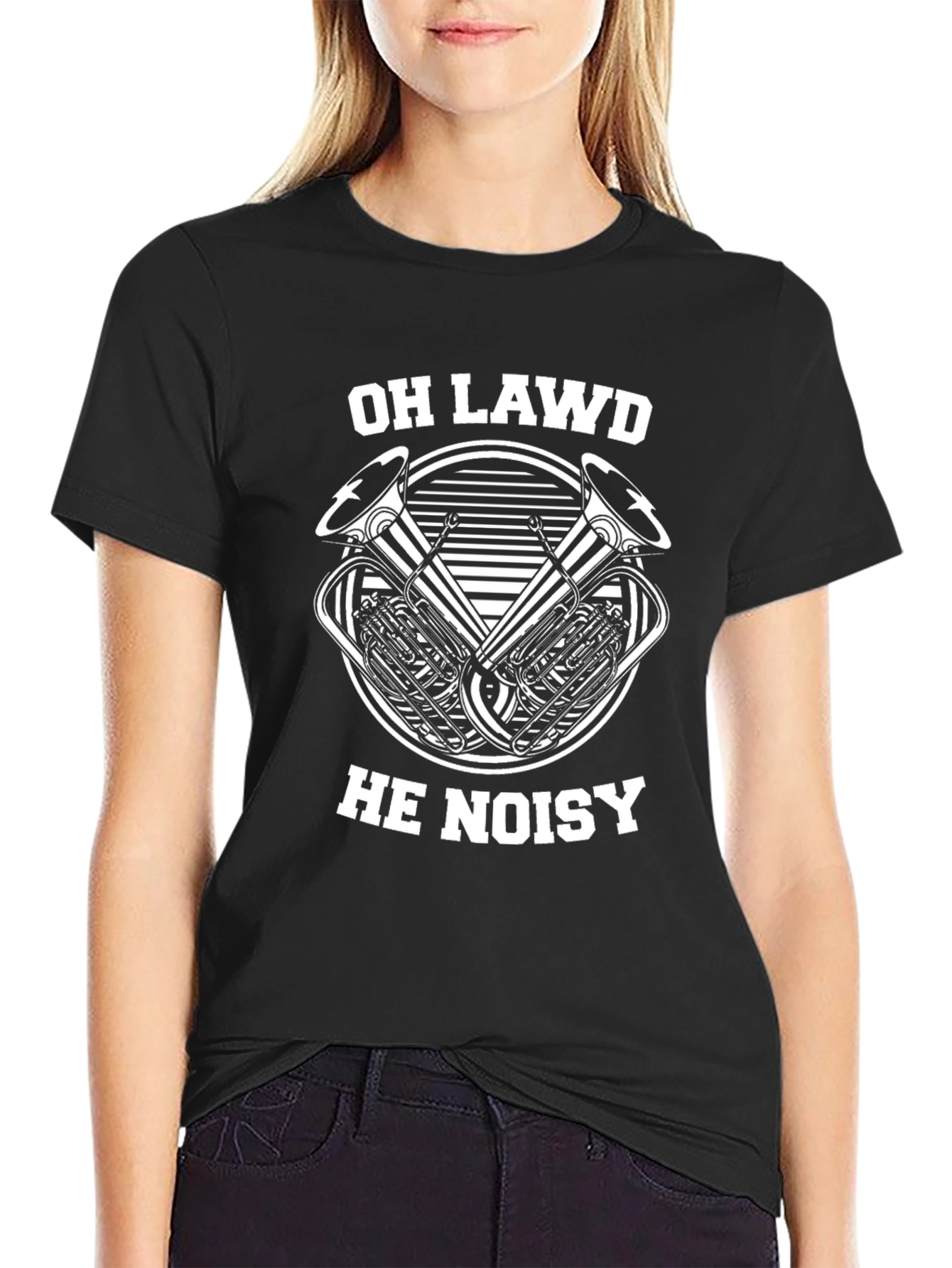 Oh Lawd He Noisy Tuba Black T-Shirt