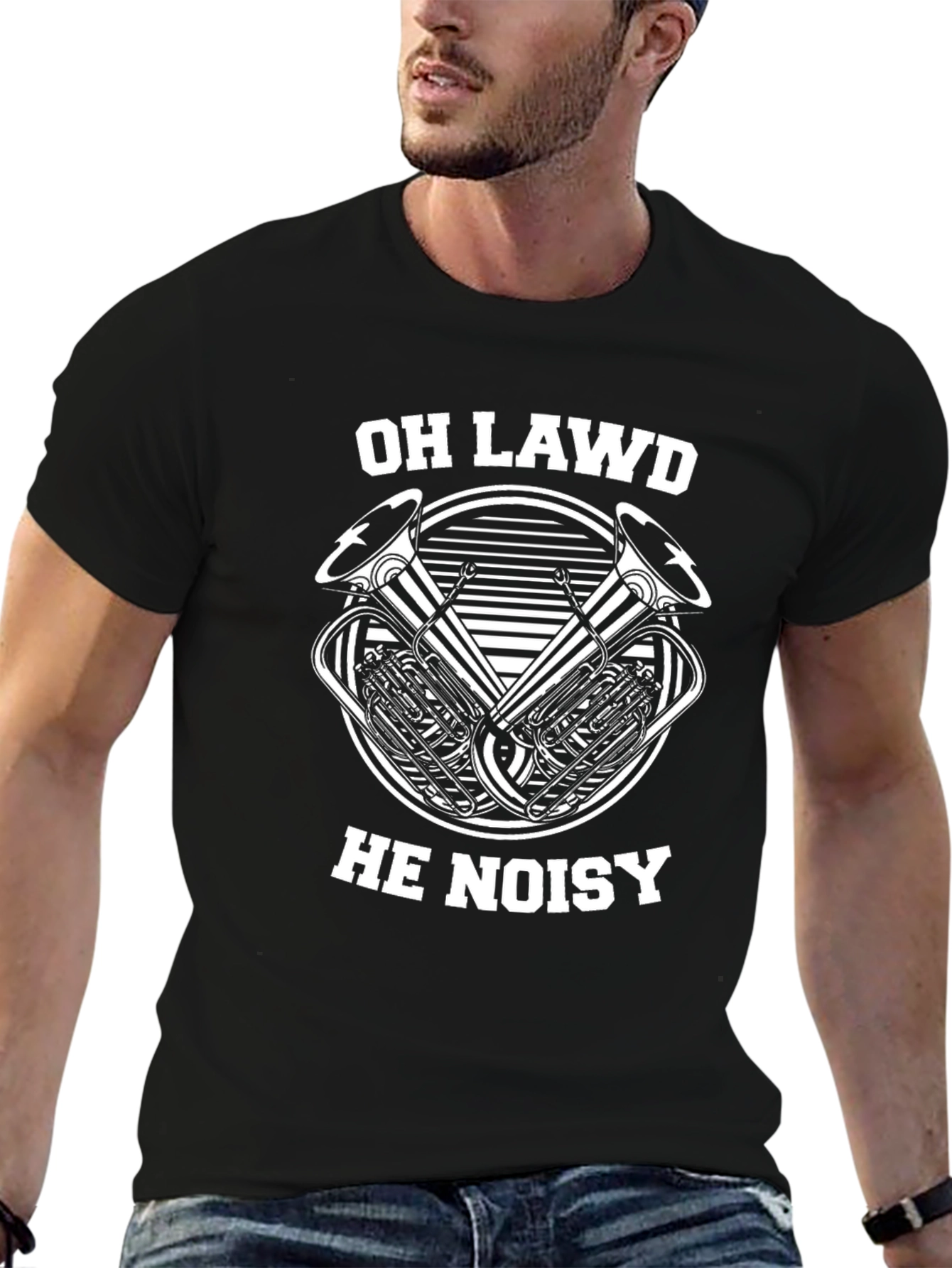 Oh Lawd He Noisy Tuba Black T-Shirt