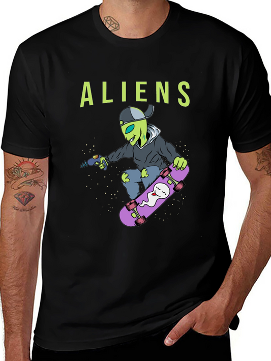 Alien Skateboarder Graphic Tee