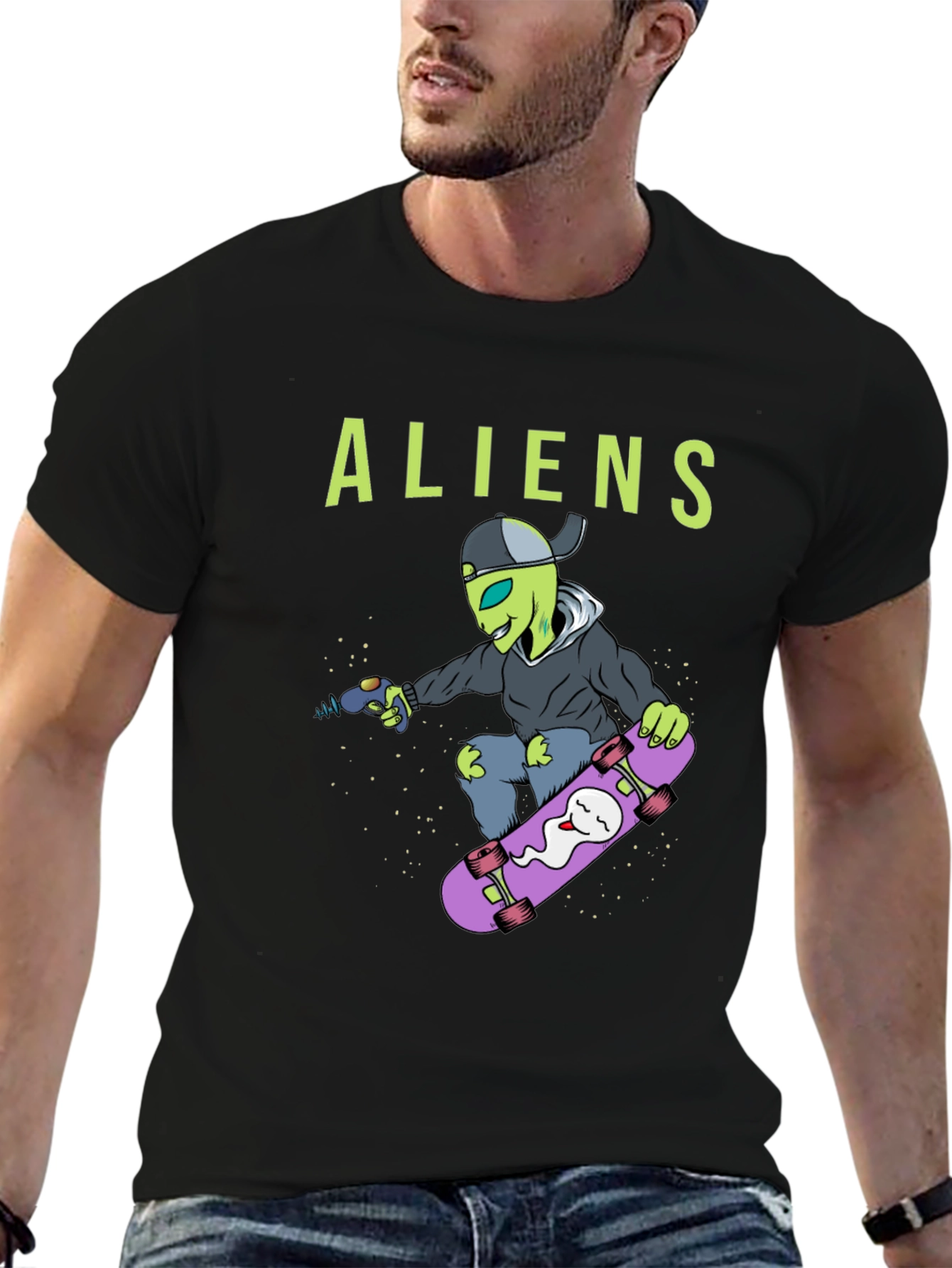 Alien Skateboarder Graphic Tee