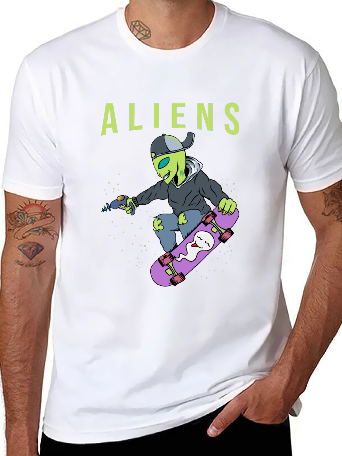 Alien Skateboarder Graphic Tee