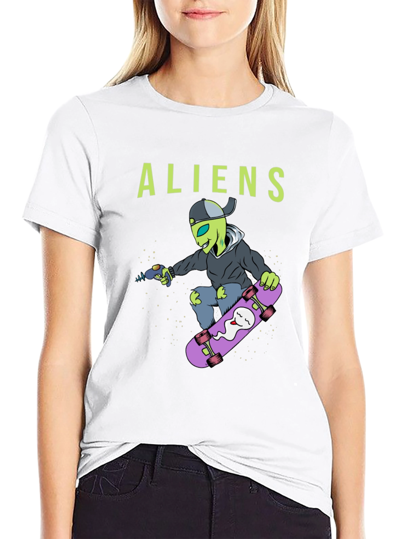 Alien Skateboarder Graphic Tee