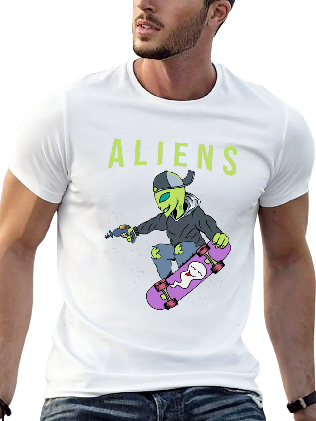Alien Skateboarder Graphic Tee