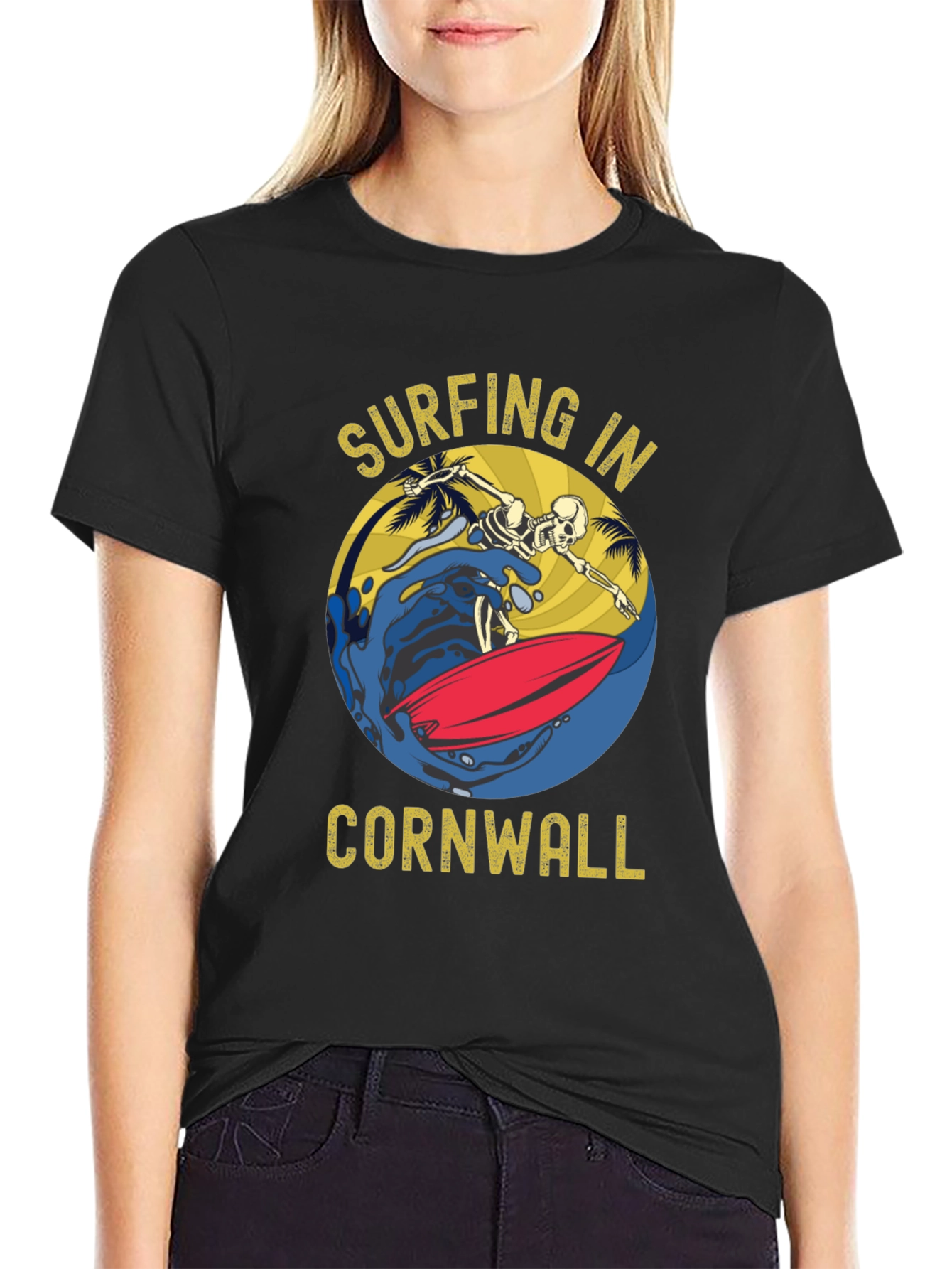 Surfing Skeleton Cornwall T-Shirt