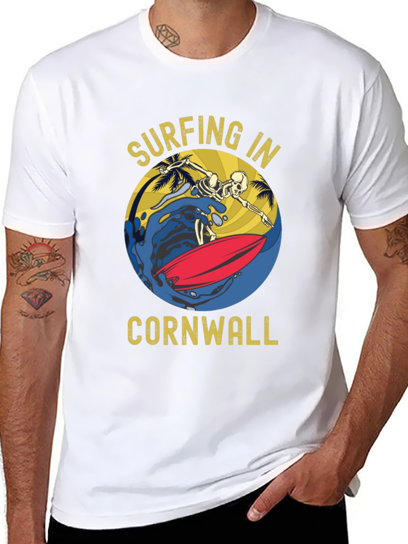 Surfing Skeleton Cornwall T-Shirt