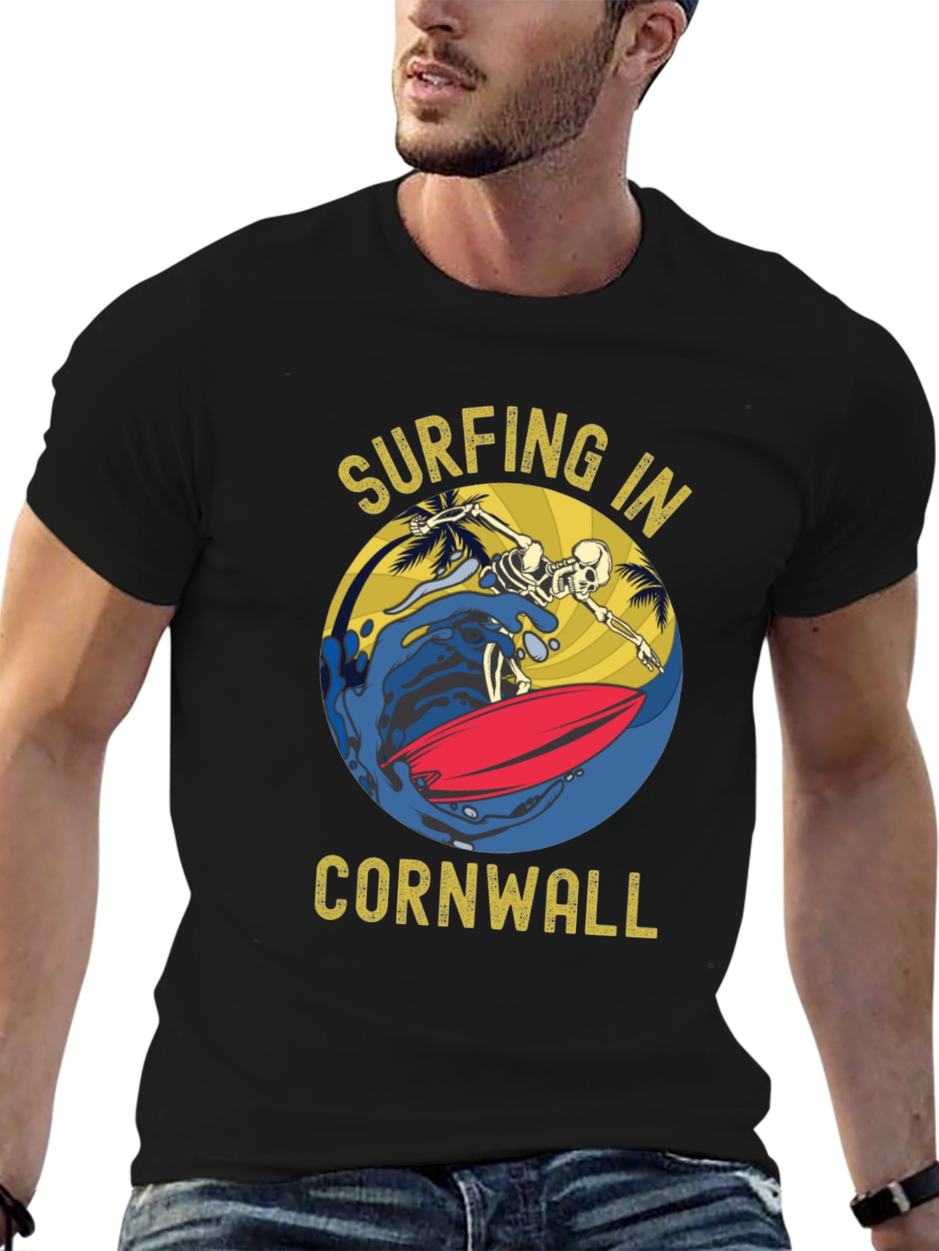 Surfing Skeleton Cornwall T-Shirt