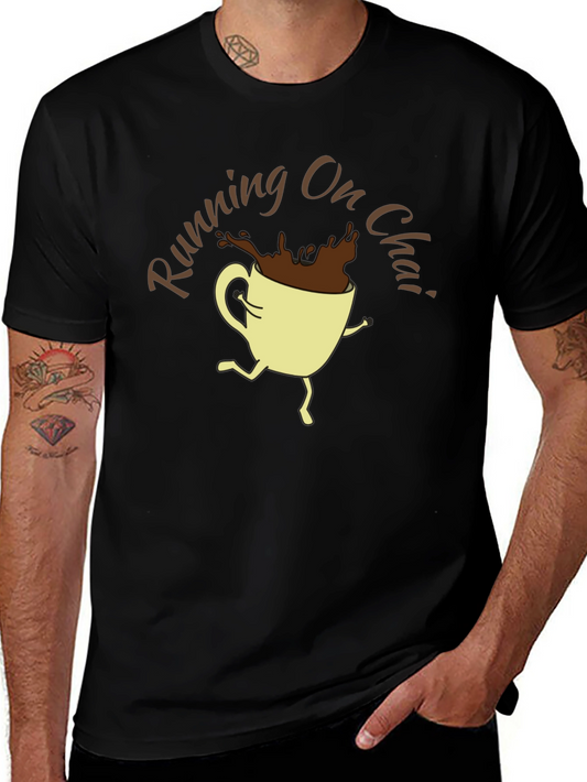 Running On Chai Graphic T-Shirt - Coffee Lover Tee