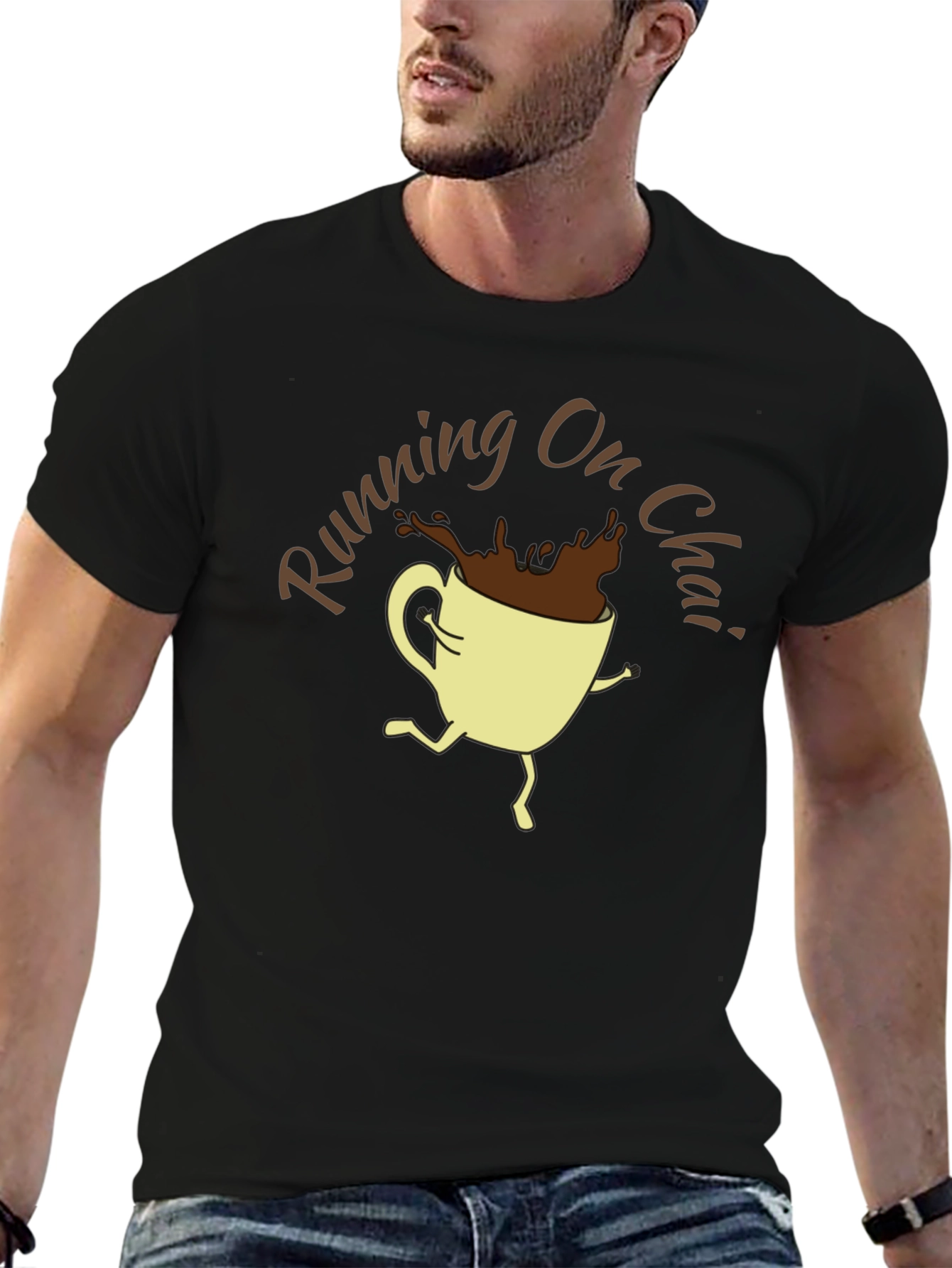 Running On Chai Graphic T-Shirt - Coffee Lover Tee