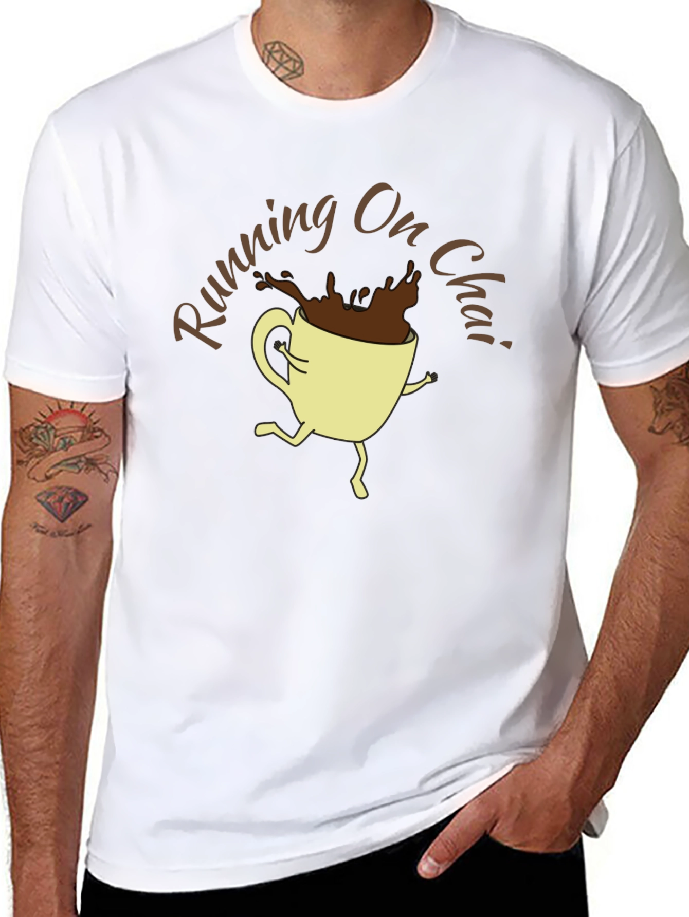 Running On Chai Graphic T-Shirt - Coffee Lover Tee