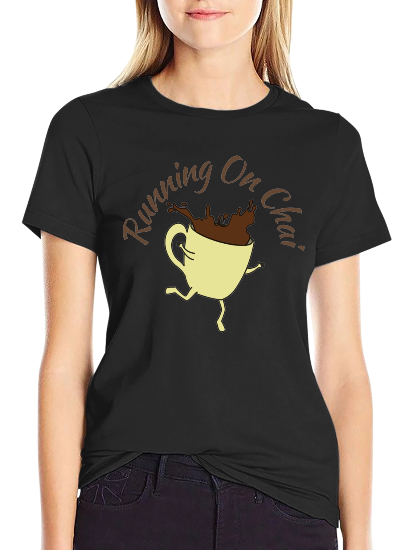 Running On Chai Graphic T-Shirt - Coffee Lover Tee