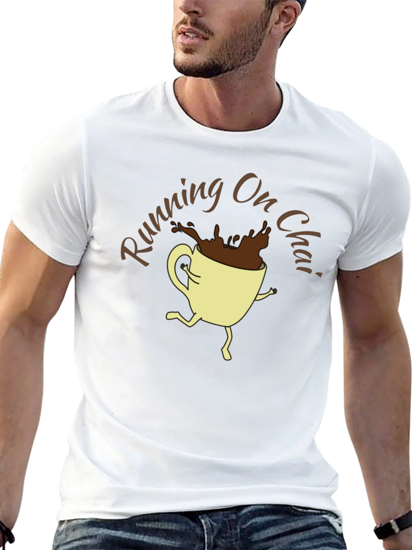 Running On Chai Graphic T-Shirt - Coffee Lover Tee