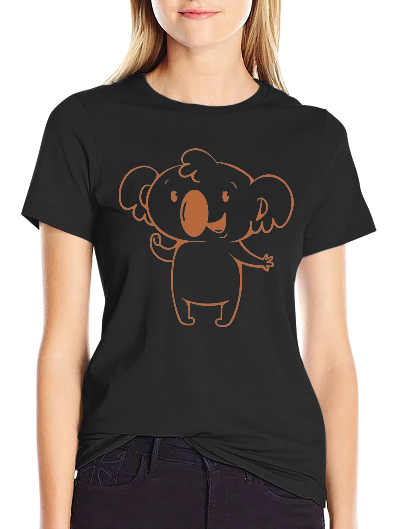 Cute Koala Graphic Tee - Black