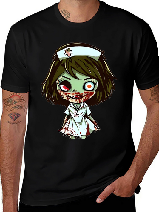 Zombie Nurse Cartoon Graphic T-Shirt