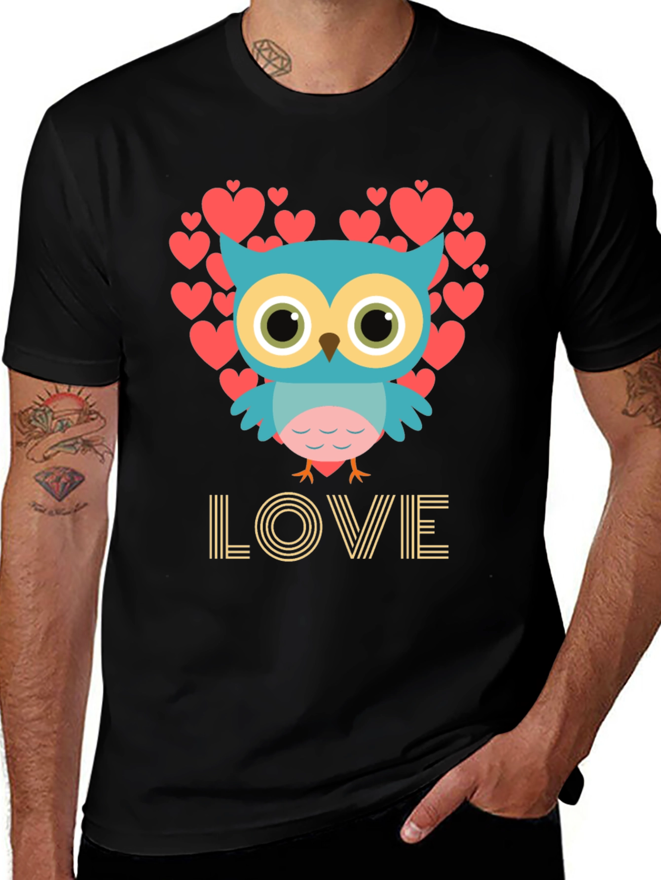 Owl Love T-Shirt Heart Design