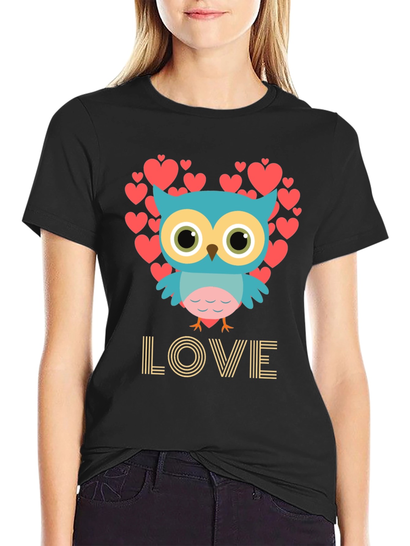 Owl Love T-Shirt Heart Design