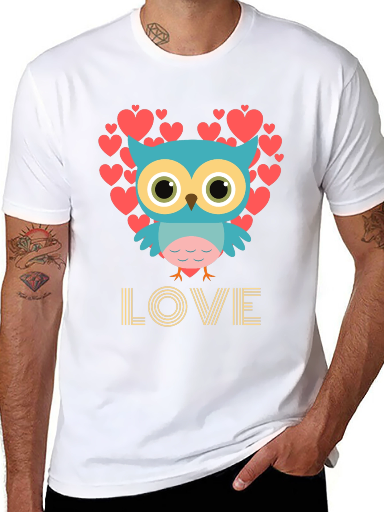 Owl Love T-Shirt Heart Design