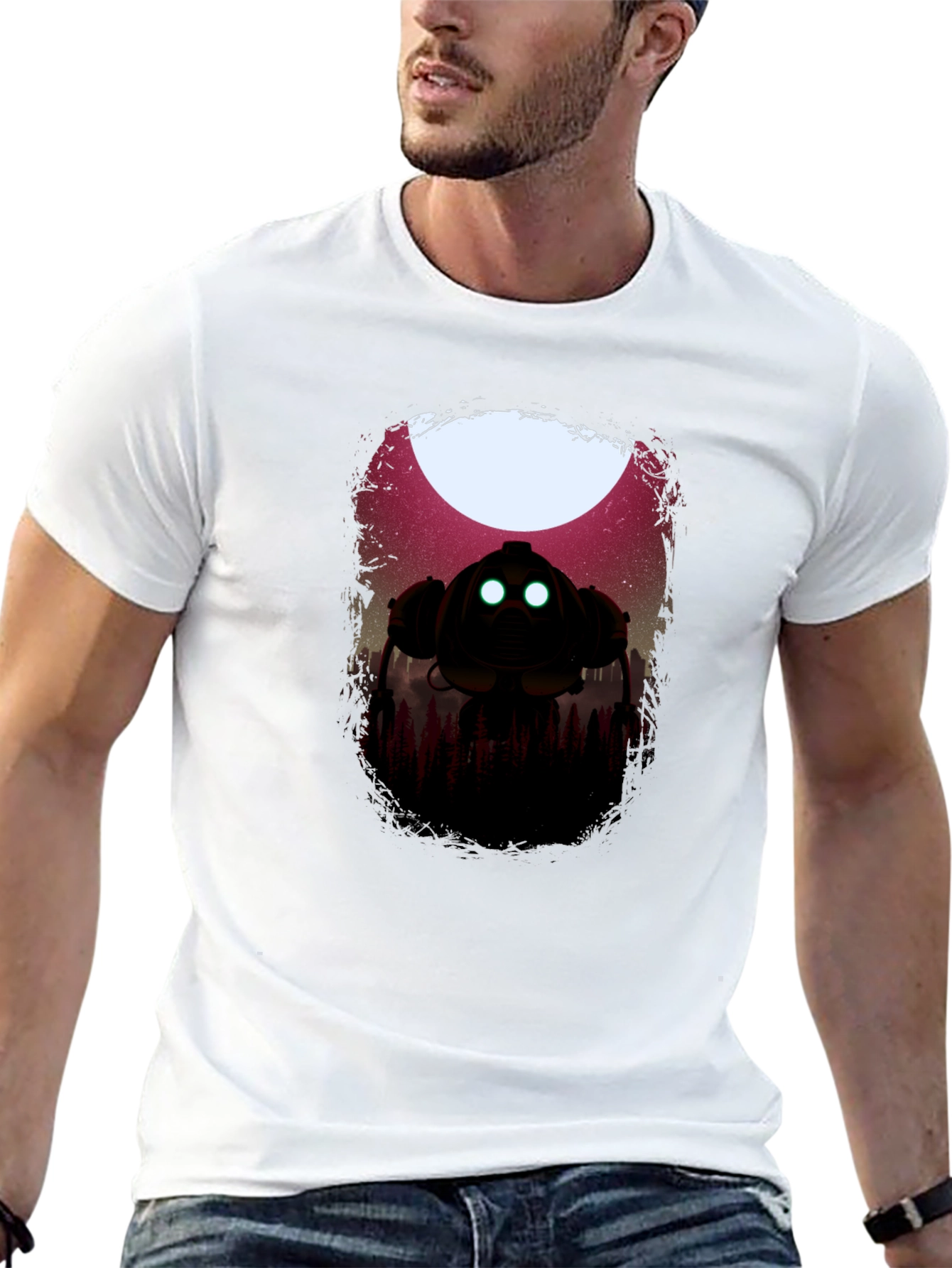 Sci-Fi Robot Graphic Black T-Shirt