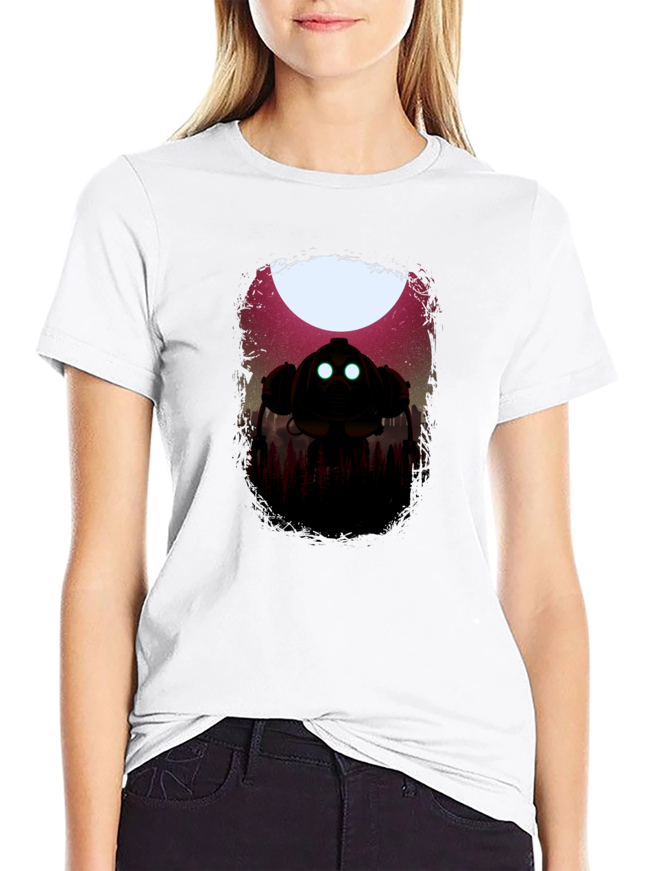 Sci-Fi Robot Graphic Black T-Shirt