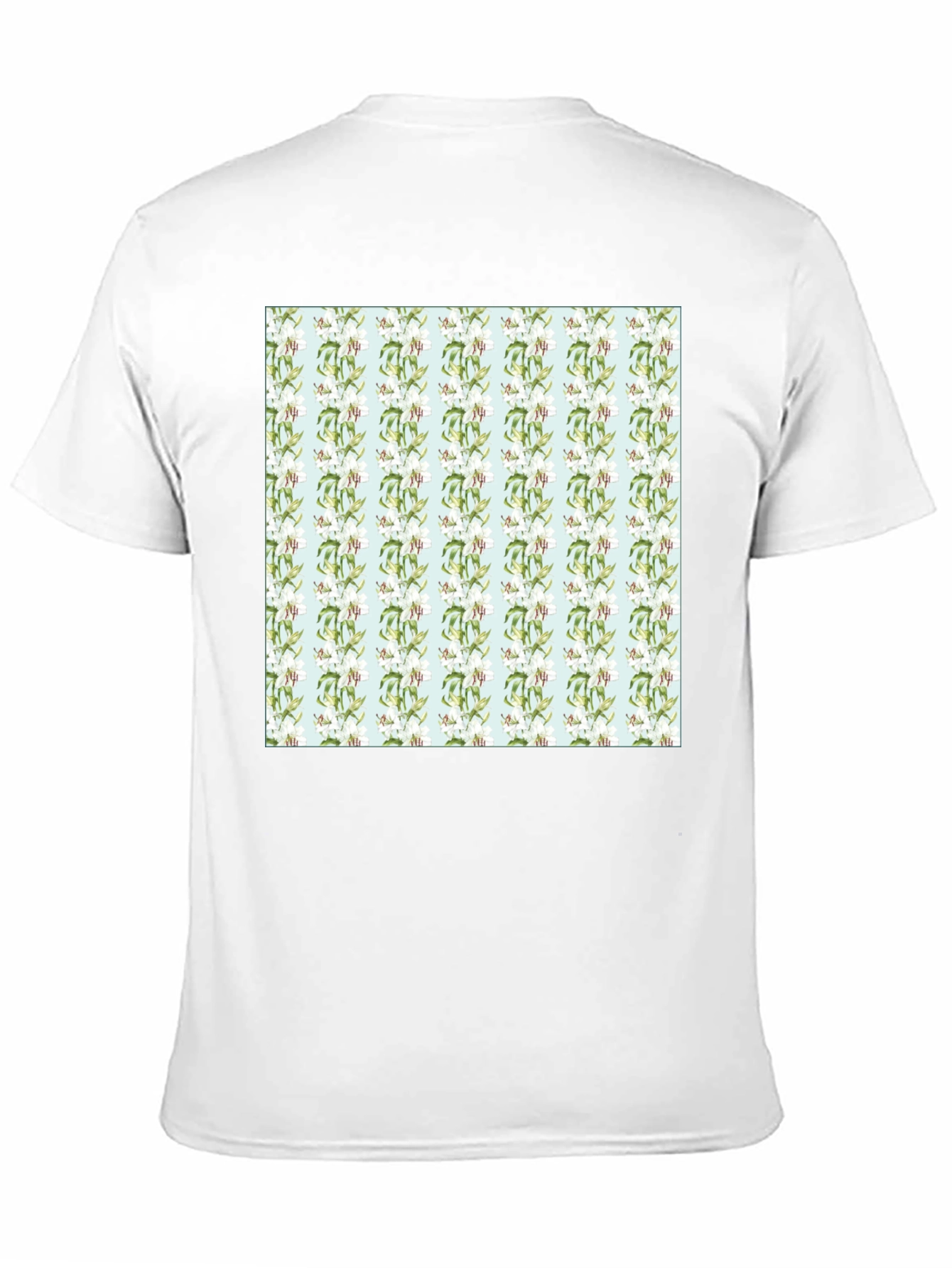 Floral Pattern Mens Black Tee